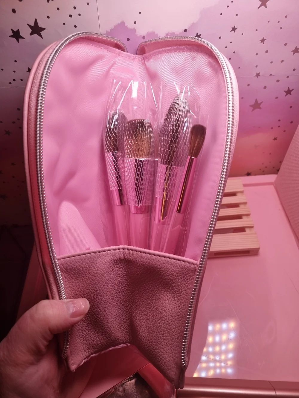 Pink Makeup Brush Set with Travel Case - Professional Women’s Brush Kit